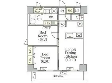 ORSUS志村坂上(2LDK/4階)の間取り写真