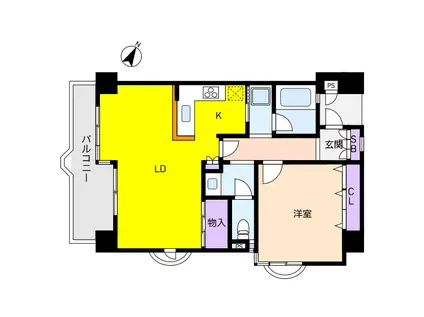 ペンコート芦屋(1LDK/3階)の間取り写真