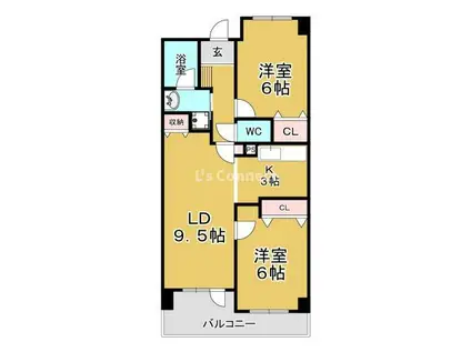 ノア本屋敷(2LDK/4階)の間取り写真