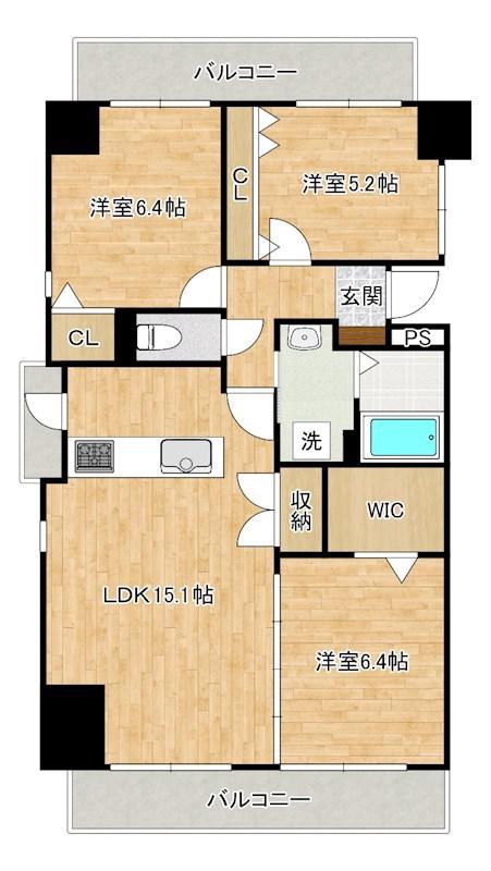 THE SQUARE・SUITE RESIDENCEザ・スクエアスイ(3LDK/4階)の間取り写真