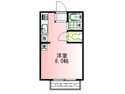 プラッツアイリス(ワンルーム/2階)の間取り写真