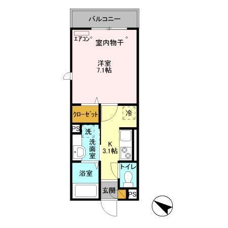 コンフォールドミール北松戸(1K/2階)の間取り写真