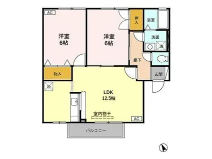 セジュールソフィアA(2LDK/2階)の間取り写真