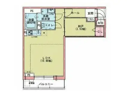ドゥナーレ名駅西(1LDK/2階)の間取り写真
