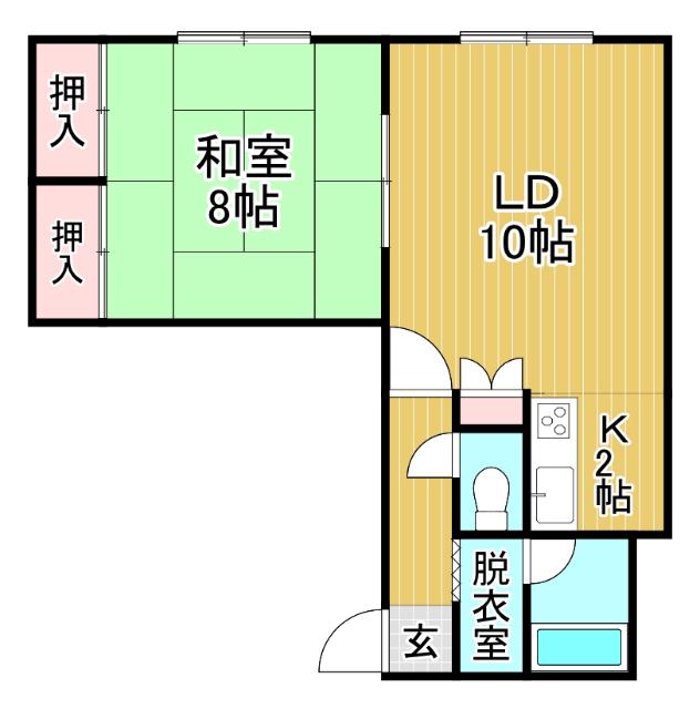 ビューハイツ古田(1LDK/2階)の間取り写真