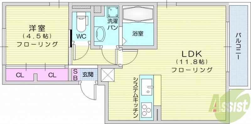 エクセラン A(1LDK/1階)の間取り写真
