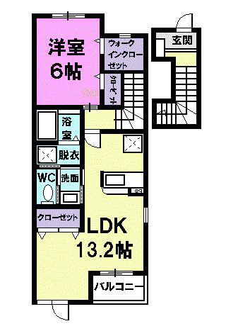 エターナル(1LDK/2階)の間取り写真