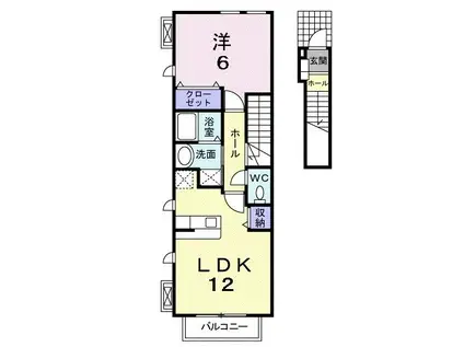 シャネル(1LDK/2階)の間取り写真