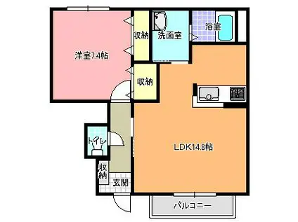 フォレスト富士山C棟(1LDK/1階)の間取り写真