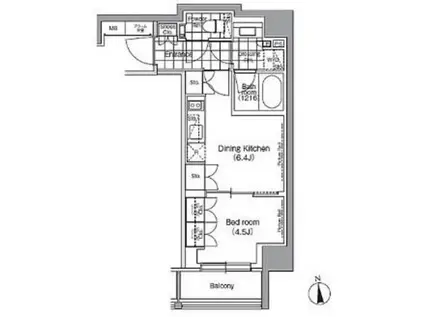 パークハビオ門前仲町(1DK/12階)の間取り写真