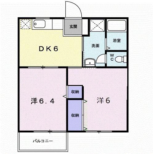 セリーヌ(2DK/1階)の間取り写真
