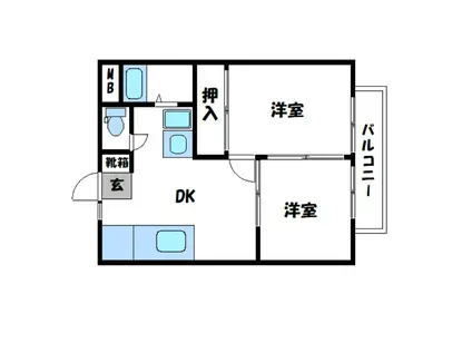サンライフ日吉台(2DK/2階)の間取り写真