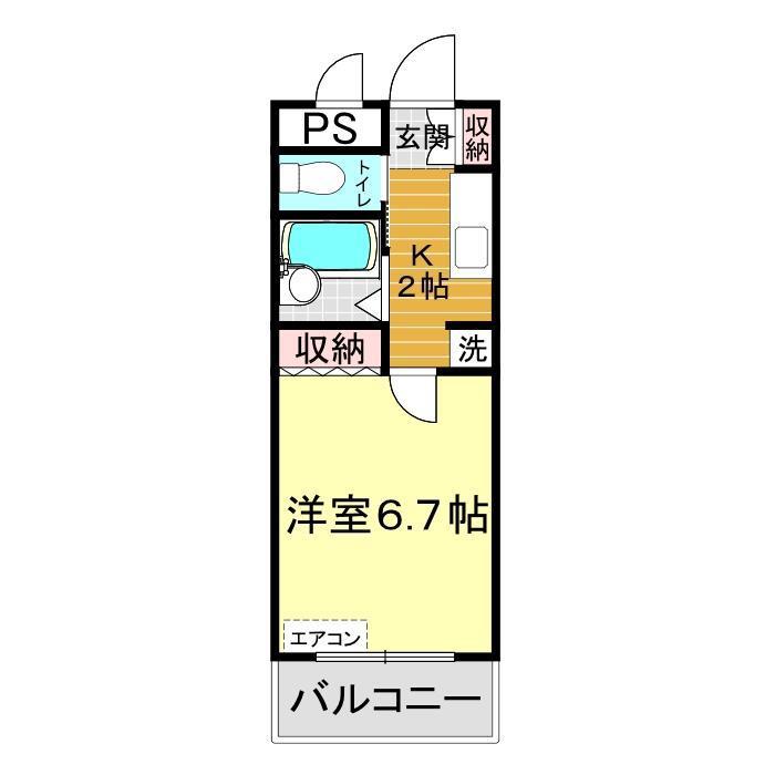 ヴィラ・ルミエールNO.1(1K/2階)の間取り写真