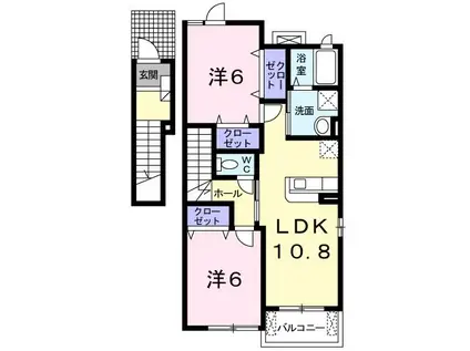 サンフラワーC(2LDK/2階)の間取り写真