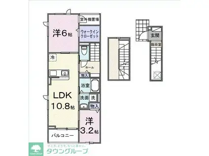 ノクターン(2LDK/3階)の間取り写真