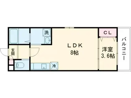 ALEGRIA古川橋II(1LDK/2階)の間取り写真