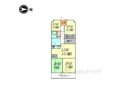 橿原神宮前スカイハイツ(4LDK/3階)の間取り写真