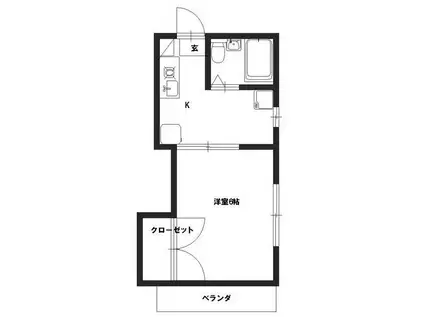 ミナトハイツ 第1(1K/1階)の間取り写真