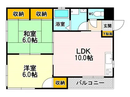 大立ビル(2LDK/3階)の間取り写真