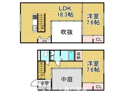 PATIO-PARK(2LDK/1階)の間取り写真