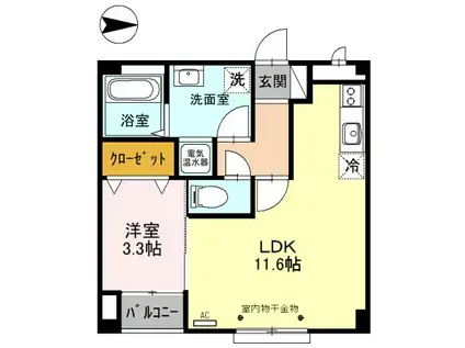 JEWEL(1LDK/3階)の間取り写真