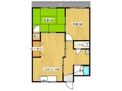 山一アパート(2LDK/2階)の間取り写真