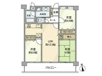 モアグレース大黒(3LDK/4階)の間取り写真