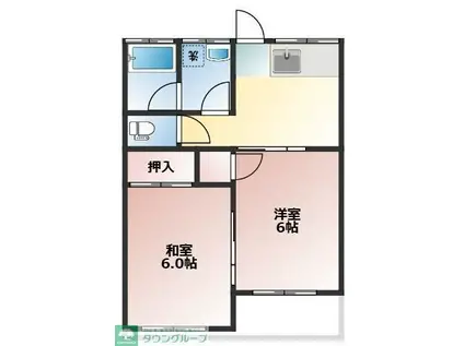 ロイヤルレジデンス(2DK/2階)の間取り写真