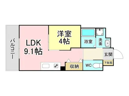 ソレイユ・ルヴァン赤坂(1LDK/2階)の間取り写真