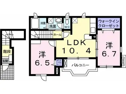 CASAかざみどり(2LDK/2階)の間取り写真