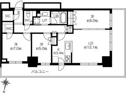 MOYUK SAPPORO(3LDK/12階)の間取り写真