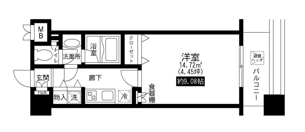 RESIDIA上野池之端(1K/5階)の間取り写真