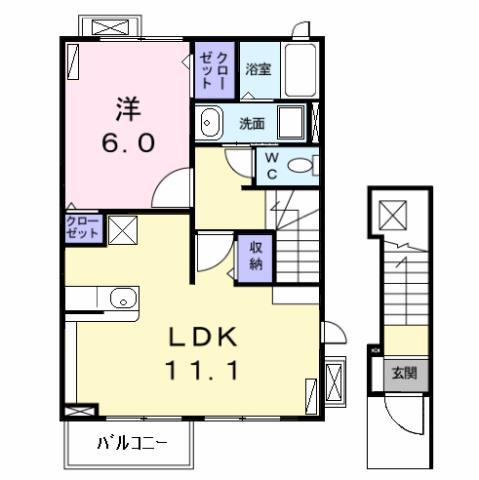 フェアリーベル(1LDK/2階)の間取り写真