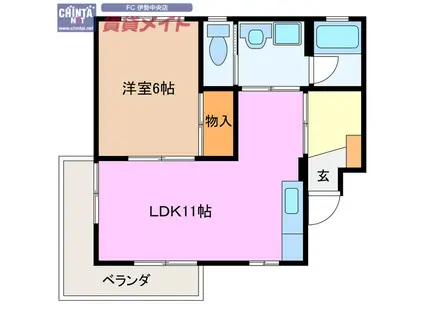 クリニヤンクール(1LDK/1階)の間取り写真