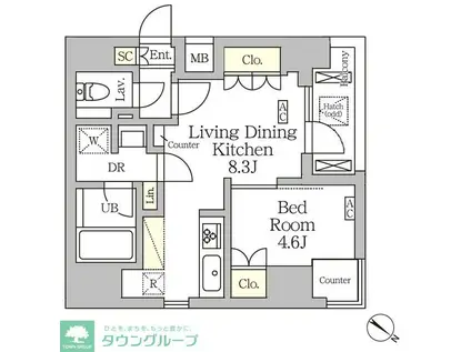 アジールコート松濤(1LDK/11階)の間取り写真