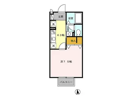 カーサリヴェールII(1K/2階)の間取り写真