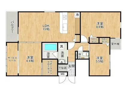 アズワン青葉(3SLDK/2階)の間取り写真