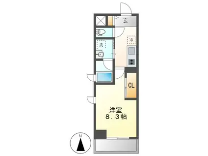 FELICE(1K/8階)の間取り写真