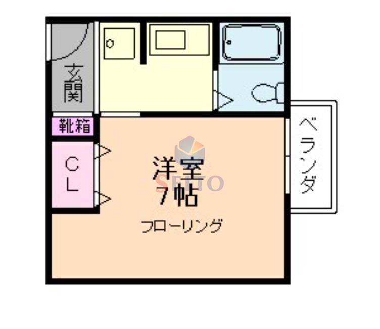 グランヴェルデ中桜塚(1K/2階)の間取り写真