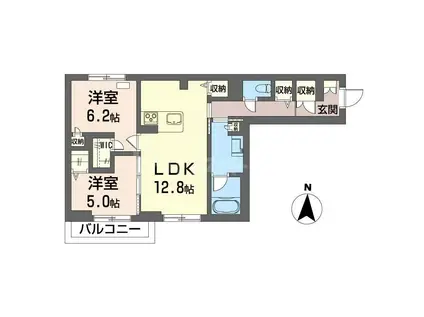 THE SENSE(2LDK/2階)の間取り写真