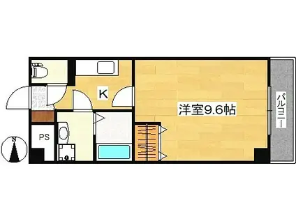 ジュネスシャトーB(1K/2階)の間取り写真