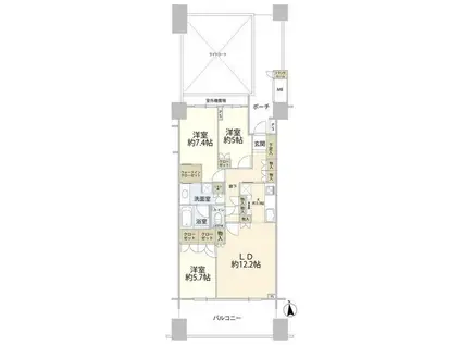 大森プロストシティレジデンス(3LDK/14階)の間取り写真