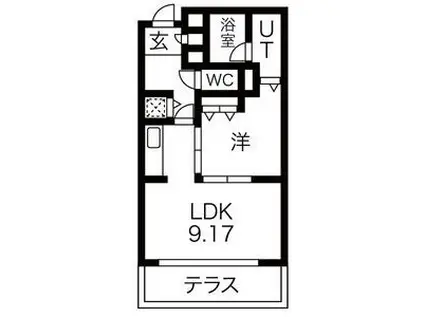 コアプリシード(1LDK/1階)の間取り写真