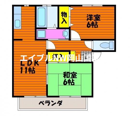 フォレスト東平島 A棟(2LDK/2階)の間取り写真