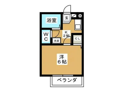 スーペリア2(1K/2階)の間取り写真