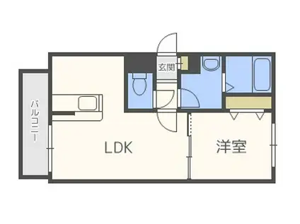 ブラントワール新道東(1LDK/4階)の間取り写真