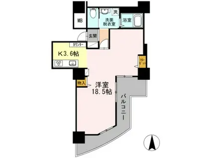 品川シーサイドビュータワー2(1K/17階)の間取り写真