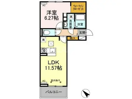 ビエント(1LDK/1階)の間取り写真