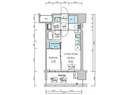 デュオフラッツ仙台木町通リネア(1LDK/7階)の間取り写真