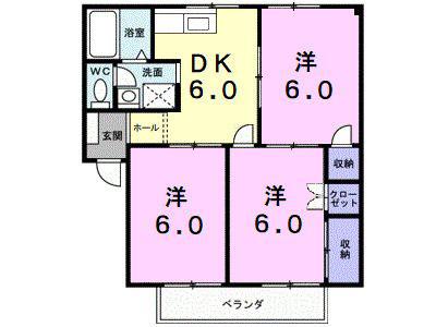 シティハイツ沖(3DK/2階)の間取り写真
